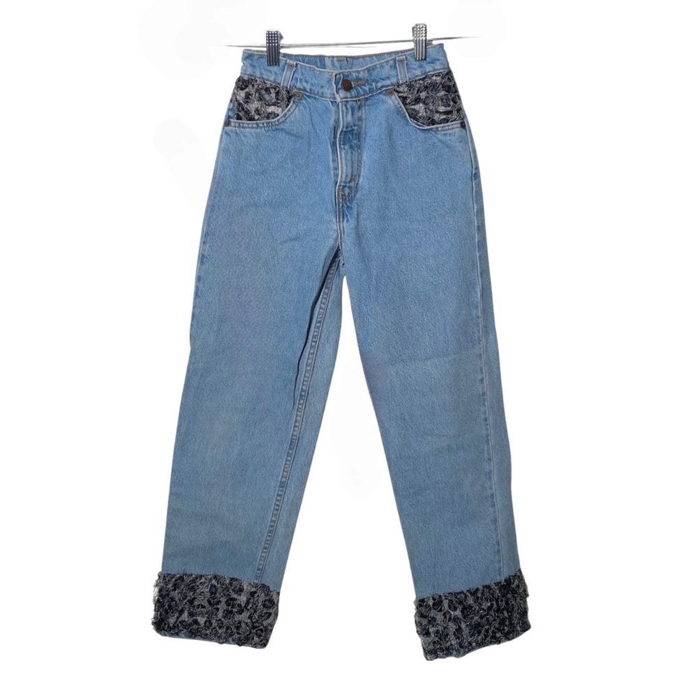 Vintage Levi's 1997 Paisley Trim High Rise Jeans Girls 12 Orange Tab